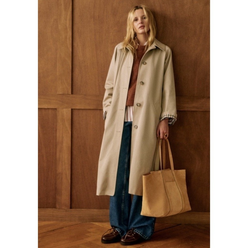 Sezane Womens Clyde Trench Coat XS 32 Classic Workwear Minimalist French Girl